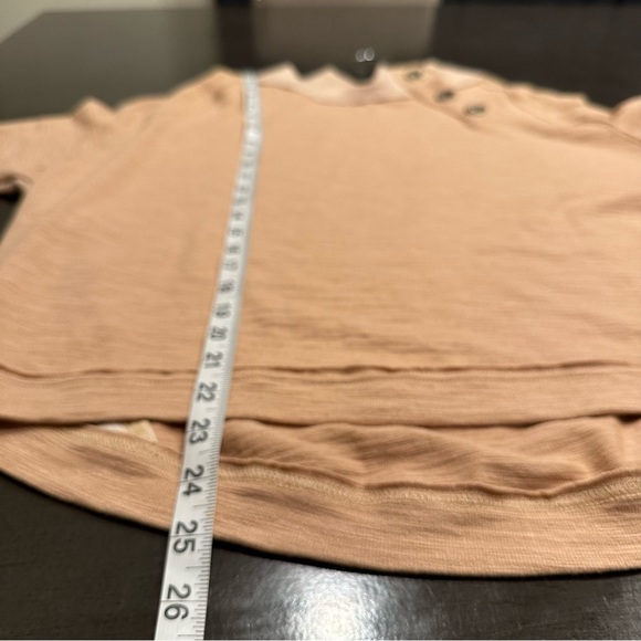 THML Mock Neck Peach Sweater with Button Detail, Size Small - Picture 6 of 7